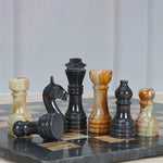 Marble Black & Multi Green Premium Quality Chess Game Figures - Suitable for 16 - 20 Inches