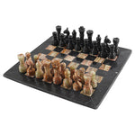 Black And Multi Green Handmade 15 Inches Premium Quality Marble Chess Set_chess set_chess game