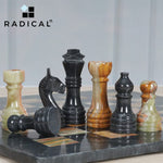 Black And Multi Green Handmade 15 Inches Premium Quality Marble Chess Set_chess set_chess game