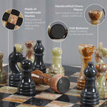 Black And Multi Green Handmade 15 Inches Premium Quality Marble Chess Set_chess set_chess game