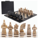 Black and Coral Antique Handmade 15 Inches  Premium Quality Marble Chess Set