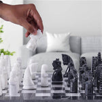 Black and White Antique 15 Inches Handmade Premium Quality Marble Chess Set_chess game_board game