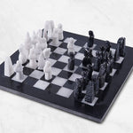 Black and White Antique 15 Inches Handmade Premium Quality Marble Chess Set