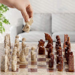 CoralandRedAntiqueHandmade15InchesPremiumQualityMarbleChessSet