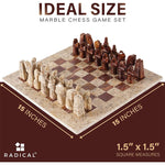 Coral and Red Antique Handmade 15 Inches Premium Quality Marble Chess Set