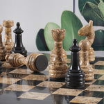 Handmade Black and Coral Premium Quality Chess Figures - Suitable for 16 - 20 Inches Chess Board