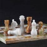 Handmade Green Onyx and White 12 Inches Full Marble Chess Set