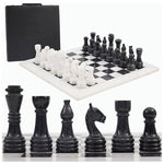 White and Black 15 Inches Premium Quality Marble Chess Set (With Storage Box)