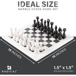 White and Black 15 Inches Premium Quality Marble Chess Set (With Storage Box)