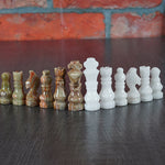 White and Green Onyx Handmade 12 Inches High Quality Marble Chess Set