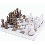 White and Grey Oceanic Handmade 12 Inches High Quality Marble Chess Set