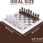 White and Grey Oceanic Handmade 12 Inches High Quality Marble Chess Set