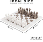 White and Grey Oceanic Handmade 15 Inches High Quality Marble Chess Set