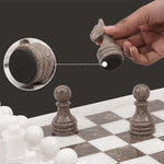 White and Grey Oceanic Handmade 15 Inches High Quality Marble Chess Set